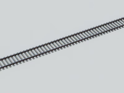 Detailed Straight Model Railroad Track Made of Metal on White Background 3d model