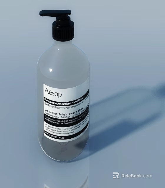 Aesop Resurrection Aromatique Hand Wash In Transparent Bottle With Black Cap 3d model 