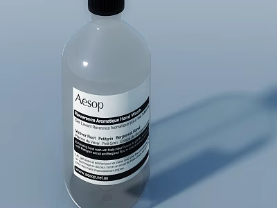 Aesop Resurrection Aromatique Hand Wash In Transparent Bottle With Black Cap 3d model