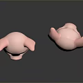 Cute Pink Pig Cartoon Character 3D Model Front And Back View 3d model