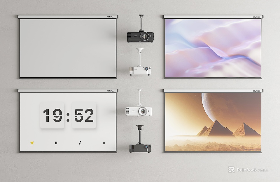 Projection Monitoring Setup With Multiple Screens And Real Time Display Devices 3d model 