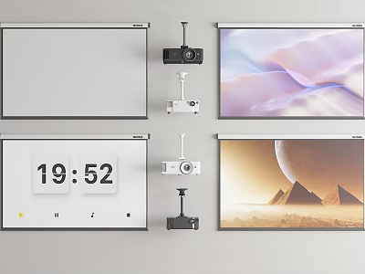 Projection Monitoring Setup With Multiple Screens And Real Time Display Devices 3d model