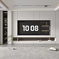 Modern TV Stand with Minimalist Design and Storage Shelves in Living Room Interior