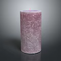 Purple Cylindrical Candle Lamp With Cracked Texture And Red Wick On Dark Background