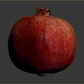 Fresh Juicy Ripe Red Pomegranate With Smooth Glossy Surface On Neutral Gray Background