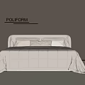 Poliform Double Bed With Upholstered Headboard And Quilted Neutral Bedspread 3d model