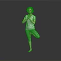 Woman Practicing Yoga Tree Pose With Hands In Prayer On Black Floor