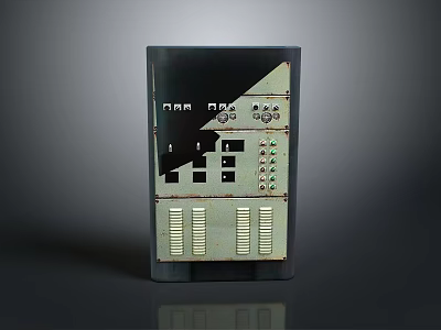 Industrial Electronic Control Panel Equipment With Buttons Indicators And Grid Slots 3d model