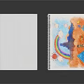 Interior Display of Two Spiral Notebooks One Blank and One With Colorful Rainbow Art