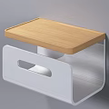 Wall Mounted Household Supplies Storage Organizer With Wooden Top And White Frame