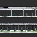 Modern Platform Shelter Design With Roof Structure Seating Areas And Trash Bins