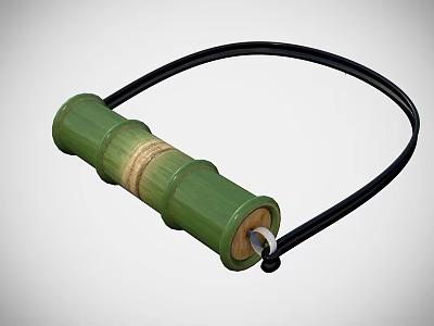 Natural Bamboo Cylindrical Container With Black String And Handmade Design 3d model