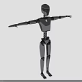 Metallic Humanoid Robot Character With Outstretched Arms In Standing Pose