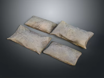 Simple Textured Fabric Pillows Four Piece Set for Modern Home Decor 3d model