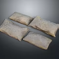 Simple Textured Fabric Pillows Four Piece Set for Modern Home Decor 3d model