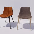 Modern Orange Leather And Gray Fabric Dining Chairs With Sleek Modern Design