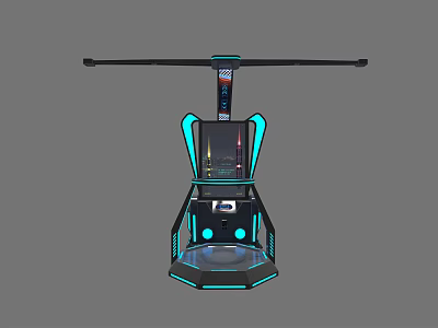 VR Gaming Experience Chair With Blue Glowing Lights And Display Screen 3d model
