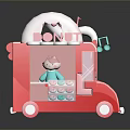 Pink Donut Food Truck With Cute Design And Figure