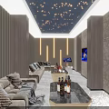 Modern KTV Interior Design With Starry Ceiling Lights Large Screen And Comfortable Sofas 3d model