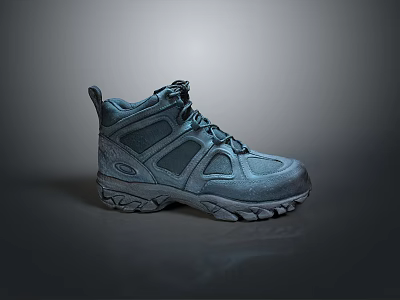 Blue Hiking Shoes With Gray Accents Non Slip Sole And Durable Sturdy Design 3d model