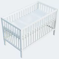White Baby Crib With Simple Design Safety Rails And Comfortable Mattress