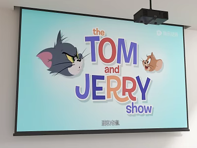 Projection Monitoring Screen Showing Tom And Jerry Show With Clear Content 3d model