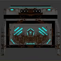 Retro Futuristic Household Storage Case Featuring Glowing Blue Accents Digital Control Panel And Metal Design