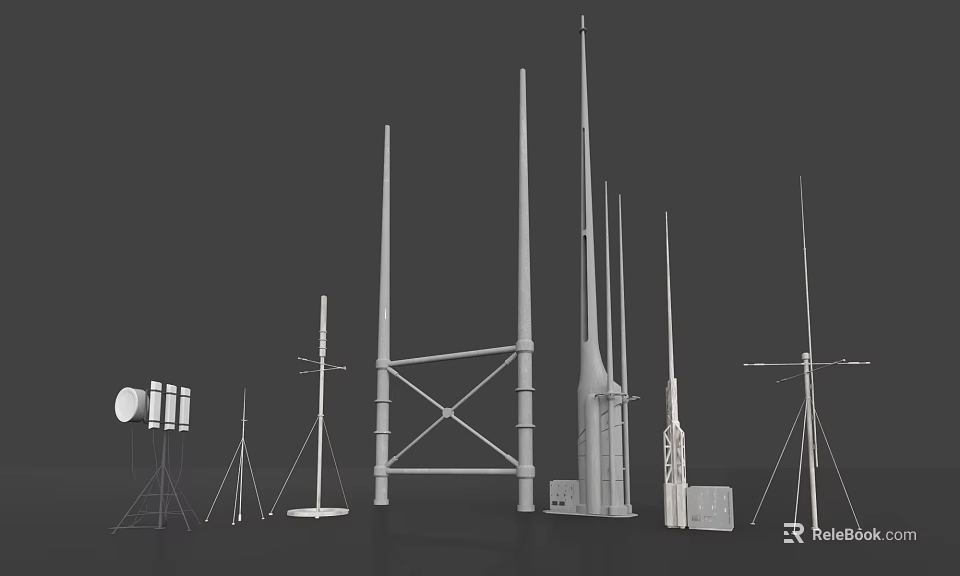 Commercial Communication Equipment Collection With Antennas Towers And Support Structures 3d model