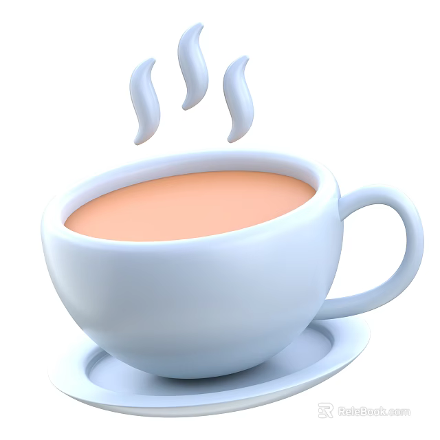 Hot Beverage in White Cup with Steam Rising and Orange Liquid 3d model 