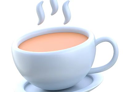 Hot Beverage in White Cup with Steam Rising and Orange Liquid 3d model