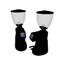 Modern Black Coffee Grinders As Kitchen Appliances With Transparent Hoppers And Digital Panels