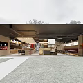 Modern Restaurant Interior Featuring Counter Wine Display Green Plants And Lighting Fixtures