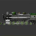 Vintage Steam Train Model With Green Roof Black Chimney And Silver Body Details