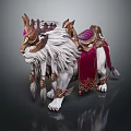 Fantasy Lion Mount Game Character Featuring White Mane Ornate Saddle And Golden Ornaments