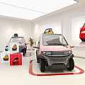 HUAZI Fashion Aesthetics Storefront With Black Facade Glass Doors Red Interior And Clothing Displays
