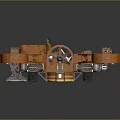 Orange Mechanical Equipment With Multiple Wheels And Mechanical Joints Structure 3d model