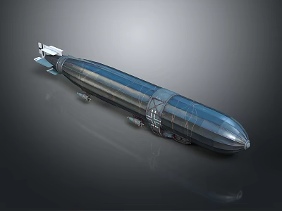 Streamlined Metallic Watercraft With Shiny Surface Elongated Structure And Propulsion System 3d model