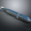 Streamlined Metallic Watercraft With Shiny Surface Elongated Structure And Propulsion System