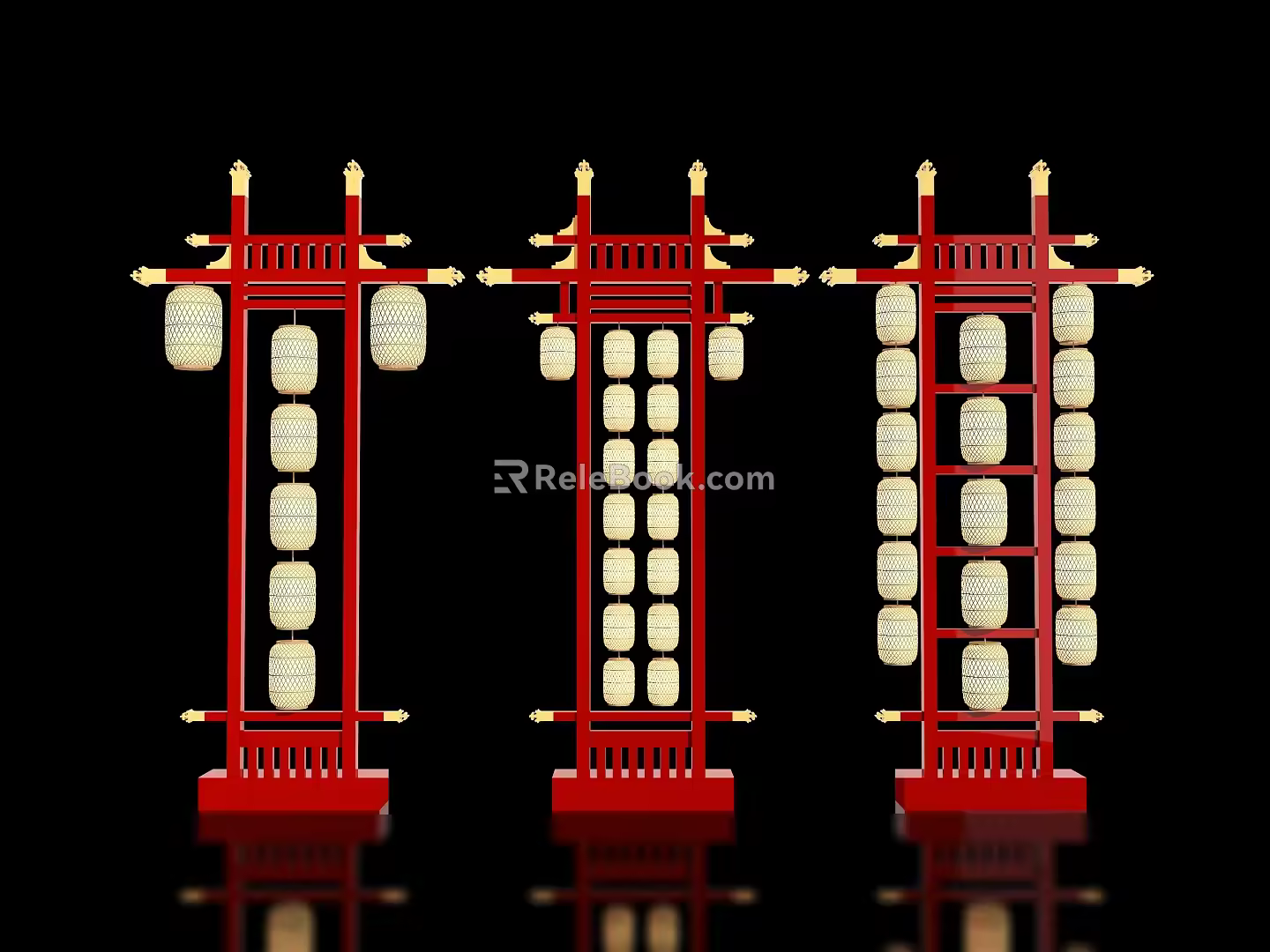 New Chinese Style Outdoor Lantern Device Mei Chen Pin Card Ancient Style Lantern Holders Combination Scenic Spot Lantern Device Pin Card Net Red Lantern Pin Card Mei Chen Guofeng Lantern Post Lantern Holders Lamp 3d model