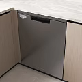 Modern Kitchen With Built In Dishwasher Sleek Design Marble Countertop And Wooden Cabinets