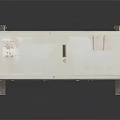 Old Outdoor Air Conditioner Fan Unit With Metal Stand And Surface Labels