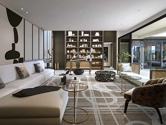 modern living room villa living room 3d model