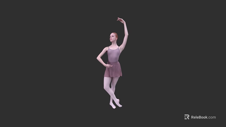 A Woman In Pink Ballet Tutu Performing Graceful Dance Pose On Black Background 3d model 