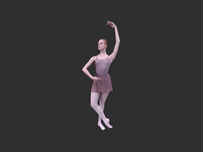 A Woman In Pink Ballet Tutu Performing Graceful Dance Pose On Black Background 3d model