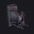 Vintage Folding Camera With Leather Bellows And Metal Parts Retro Design