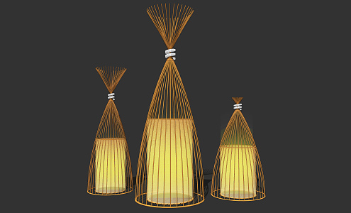 Modern Lawn Lamp Rattan Bamboo Hollow Landscape Lamp Garden Lamp Lawn Lamp 3d model