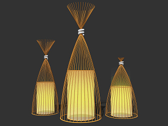 Modern Lawn Lamp Rattan Bamboo Hollow Landscape Lamp Garden Lamp Lawn Lamp 3d model