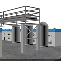 Industrial Chemical Plant With Storage Tanks Pipelines Tall Towers And Green Waterfront
