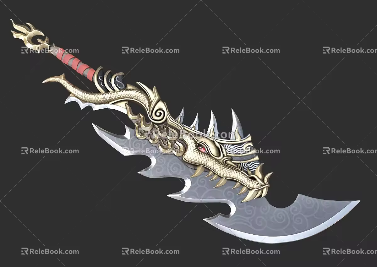 Tu Long Dao Big Ring Dao PBR Next Generation Cold Weapon Ancient Weapon 3d model