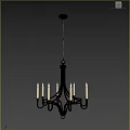 Classic Gold Chandelier With Candle Shaped Lights For Dark Wall Interior